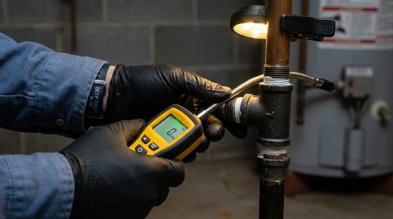 Gas leak detection with electronic sniffer by Johns Plumbing LLC in Awendaw