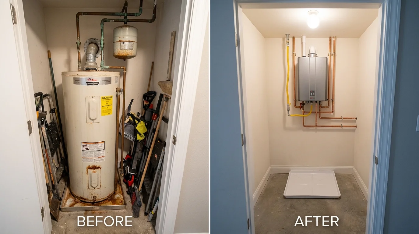 Tank water heater versus wall-mounted tankless unit comparison for Awendaw, SC homeowners